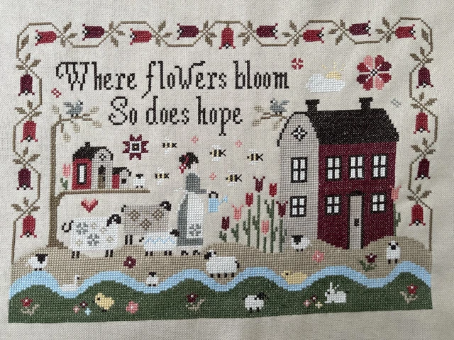 BRODERIE POINT DE croix "Where flowers bloom..." EUR 55,00 - PicClick FR