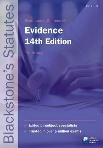Blackstone's Statutes on Evidence (Blackstone's Statute Series), Very Good Condi