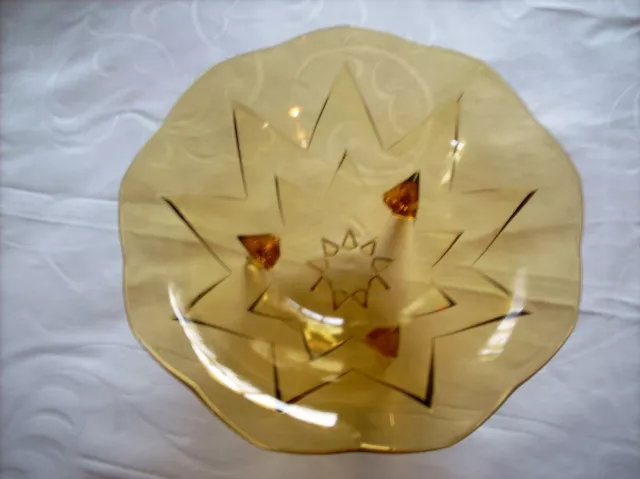 Vintage Art Deco Bernstein Amber Gelb Schüssel Schale Glasschale - sehr hübsch !