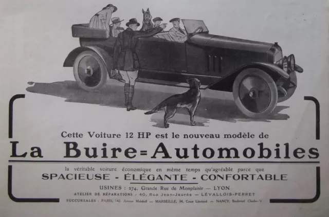 Publicité Automobile La Buire 12 Hp Spacieuse Elegante Confortable