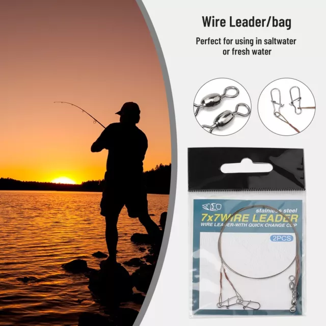 Dependable Fishing Line Steel Wire Leader with Duo Lock Snap Pack of 2