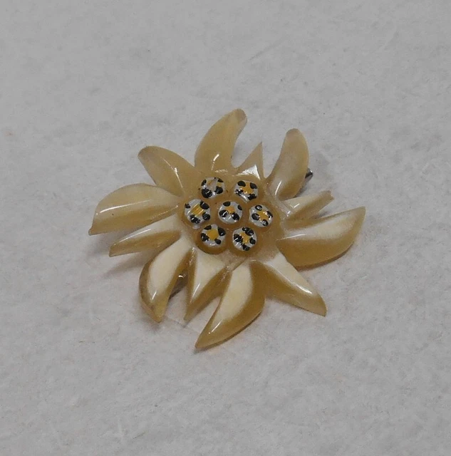 Art Déco Français Corne Grand Broche Libellule 1920s