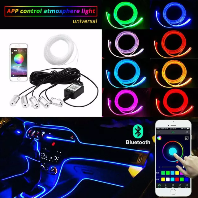 6m  RGB LED Interior Lighting Car Strip Light Neon Ambient Interior Lighting App