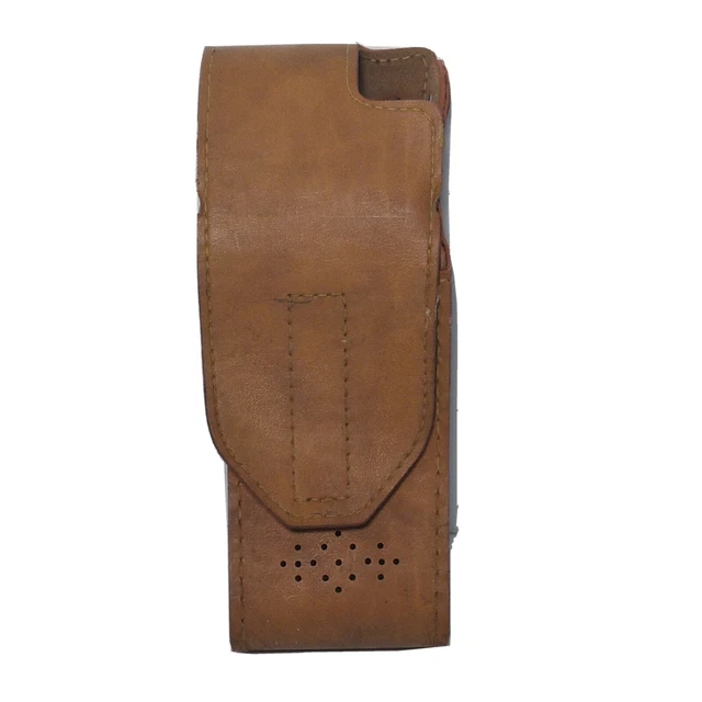 Vintage Heavy Duty Brown Leather 8-1/4" Walkie-Talkie Holder With Belt Loop