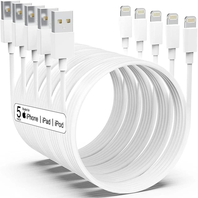 [Apple Mfi Certified] Iphone Charger 5Pack[6/6/6/10/10Ft] Long Lightning Cable F