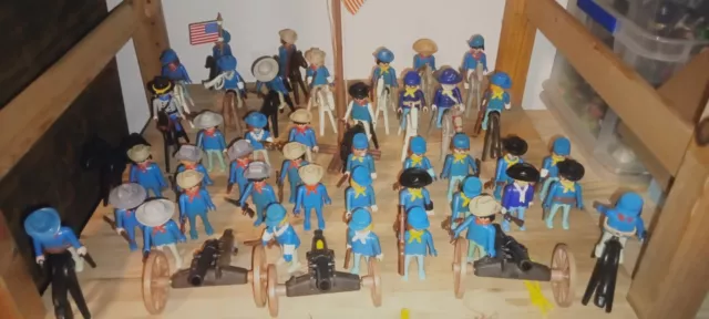 Playmobil Nordstaatler, Südstaatler, Soldaten Sammlung 42Figuren+ 17 Pferde