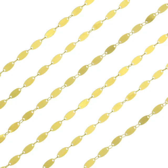 Sequin Link Chain, 16.4 Ft Flat Oval Link Chains Gold