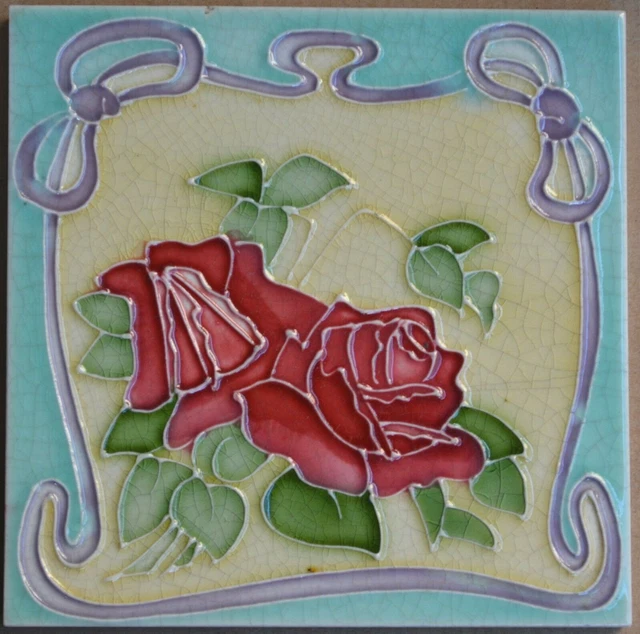 Antique Boote - Art Nouveau Majolica Tile C1900