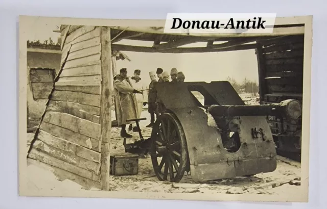 Foto Fotokarte  Ak Pk - 2.WK Wehrmacht  Soldaten Geschütz -Pelzmütze Pelzmantel