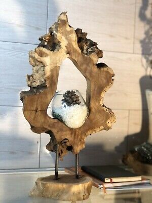Betta Fish Tank Made from Molten Glass On Burl Wood Slab - Best for Interior