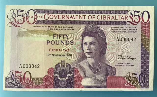 1986 Government of Gibraltar £50 Fifty Pounds Banknote Lovely Condition