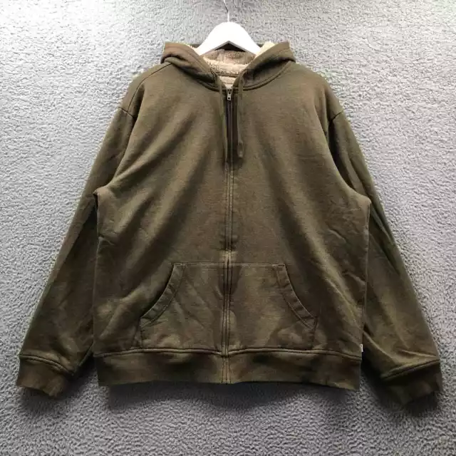 Levi's Sherpa Lined Sweatshirt Jacket Hoodie Mens XL Full Zip Pocket Olive Green