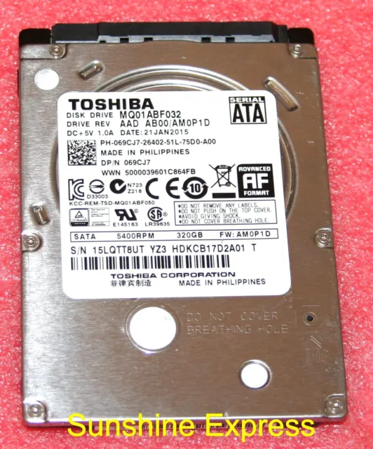 OEM Dell 69CJ7 069CJ7 Toshiba 320GB 7mm 2.5" SATA Hard Drive MQ01ABF032
