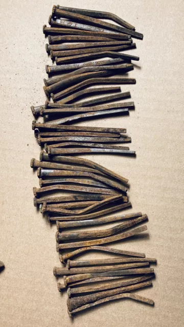 Antique Wrought Iron Cut Nails w/ Square Heads Restoration Real Antique Hardware