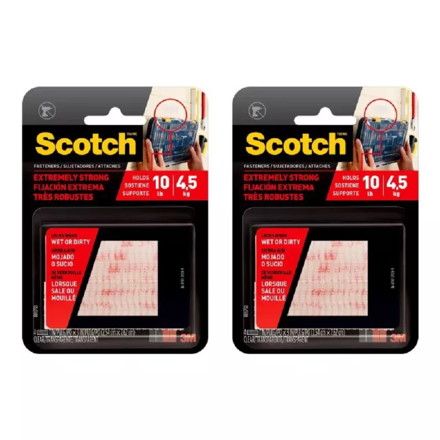 Scotch Extreme Fasteners RF6730 2 Sets EZ Pass Reclosable Dual Lock Clear 2-Pack