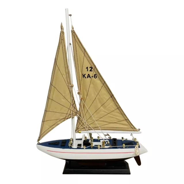 Detailed Wooden Assembled Display Model Precision Racing Yacht