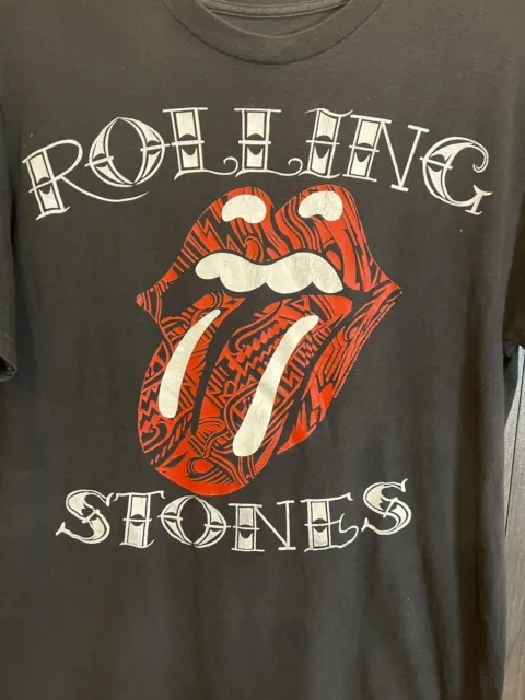 Rolling Stones 2013 Musidor Tribal Graphic Lips Tongue Large Black T-shirt