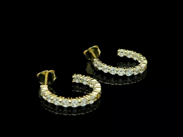 1.40CT ROUND CUT Lab Created Diamond Elegant Hoop Earring 14K Yellow ...