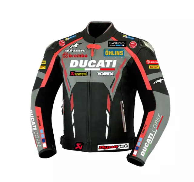 DUCATI CORSE Motorcycle Jacket Motorbike Racing Biker Men Leather Jacket-XS-4XL