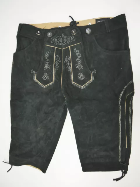 Oktoberfest Lederhose Stickerei Naht offen ansonsten Top Kniebund schwarz Gr.56