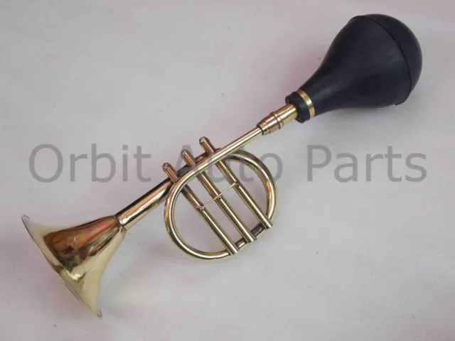 41 cm Große Oldtimer Hornhupe aus Messing Antik Stil Ballhupe Horn
