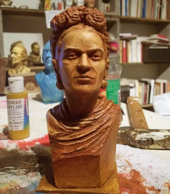 FRIDA KAHLO BUST Figurine art Statue 7" MEXICAN PAINTER SCULPTURE MEXICO Rivera