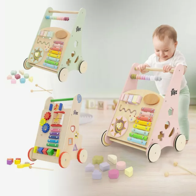 Trotteur de bébé en bois chariot de marche tableau 7 activités amusantes á choix