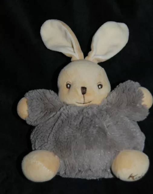 Peluche doudou lapin fourrure brun marron KALOO 2014 boule plume 16 cm NEUF