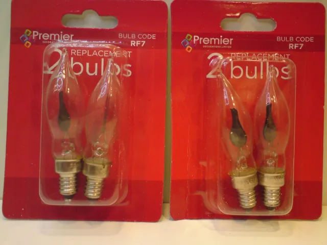 Premier RF7, 2 x Packs of 2 Clear Spare Christmas Flicker Light Bulbs, E10 mes