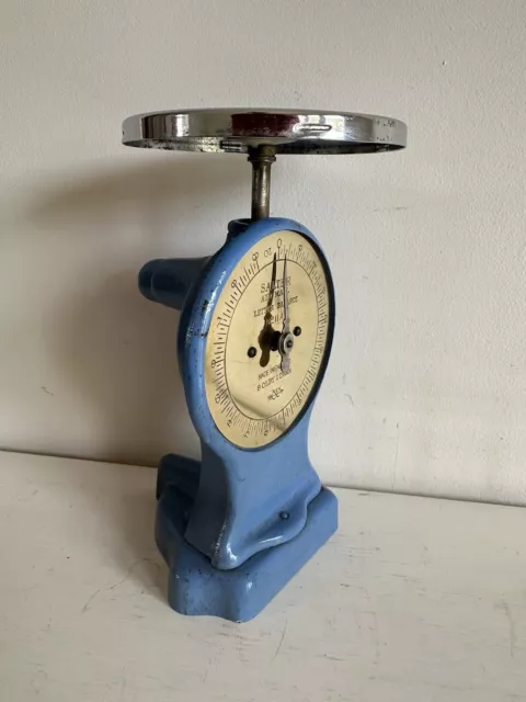 Vintage rare 1940's SALTER cast iron  blue Airmail Postal / Letter Scales