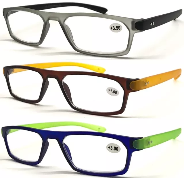 Reading Glasses +2.00+2.50+3.00+3.50 Quality Matte Frame Long Arms Flat Top L873