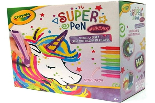 Crayola Einhorn Super Pen Neon Bastelset Wachsschmelze Malset Spielzeug SEHR GUT