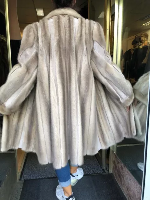 Cappotto Visone M. Pelle Nerz Pelz Cappotto di Pelliccia Visone Cappotto 42-44