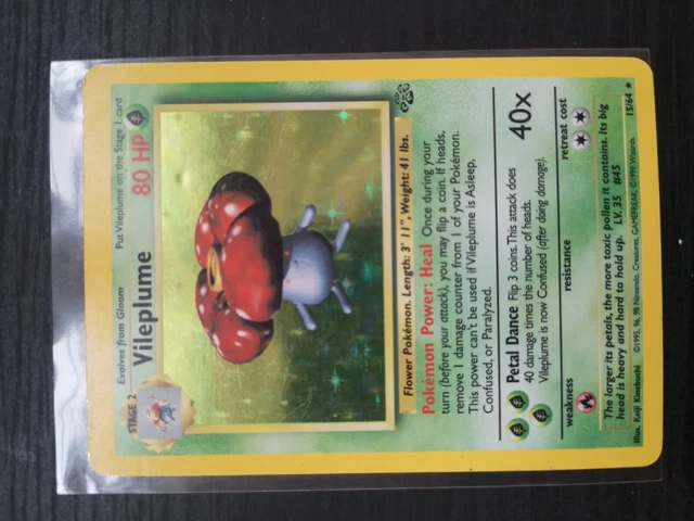 Vileplume 15/64 Holo Pokemon Card - WOTC Jungle Set, Excellent Condition