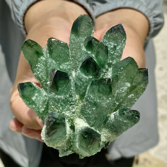 New Find green Phantom Quartz Crystal Cluster Mineral Specimen Healing 300g+/1pc