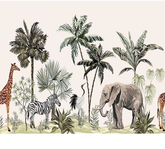 Pintura por números animales y árboles diseño lienzo casa exhibición hágalo usted mismo decoración