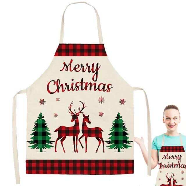 Christmas Aprons Elk Santa Merry Christmas Kitchen Chef Apron For Women