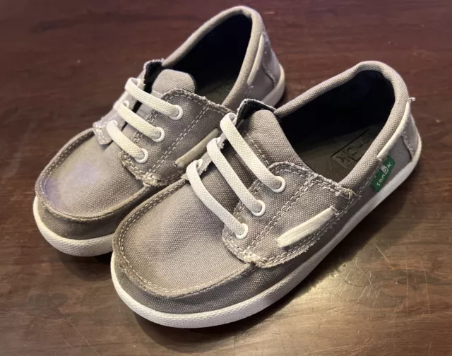 Sanuk Kids Lil Deck Hand Boy's Size 10 Gray Boat Shoes 1016526k Slip Ons Loafers