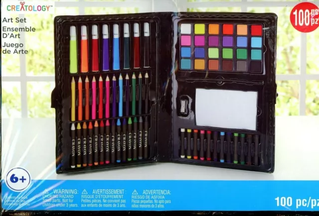 Set Creatology Art Pieces Kids 100 6+ Case Ages Crayons Storage Markers Pencils