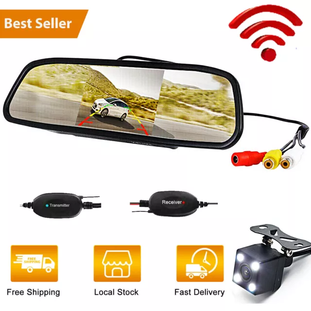 5" LCD Mirror Monitor Wireless Car Backup Camera Rear View System Night Vision