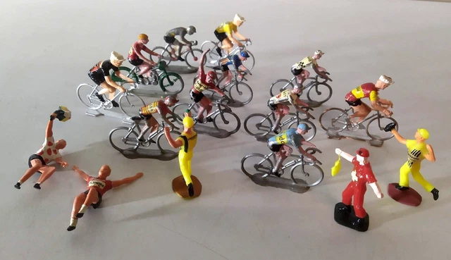 Lot De 24 Figurines Cyclistes Cofalu - Miniatures Vélo Vintage, Blister, Années 60/70