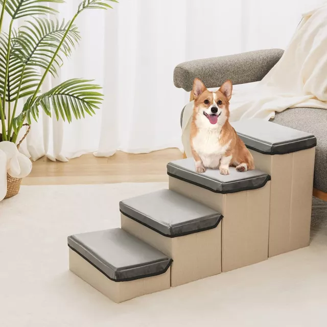 MewooFun Dog Steps Foldable 4 Steps Pet Stairs for Small Dogs Cats Ramp Ladder