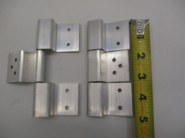 (2) Offset Aluminum 3 Leaf Trailer Cabinet Compartment Door Hinges / Aluminum
