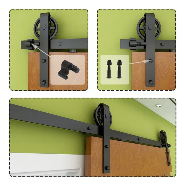 4-12FT Sliding Barn Door Hardware Kit Single Doors Medium Wheel Roller Kit