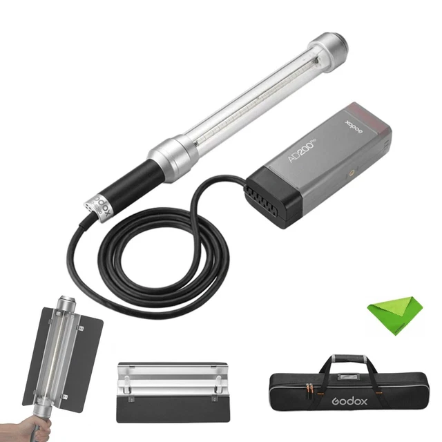 Cabezal de flash de palo Godox AD-S200 200W flash de tubo de luz + puerta de barndoor para AD200 AD200Pr