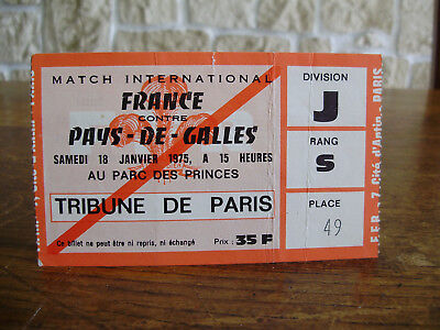 Billet Ticket France Pays De Galles 1975 Rugby Tournoi 5 Nations Ballon Maillot