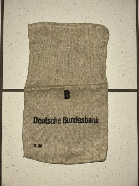 GELDSACK ORIGINAL DEUTSCHE Bundesbank Geldbeutel Münzsack Leinensack ...