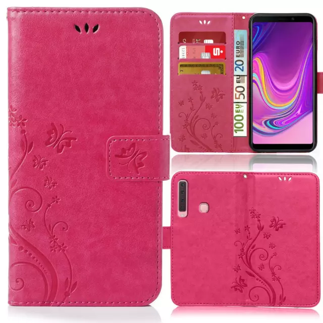 Handy Tasche für Samsung Galaxy A40 Schutz Hülle Blumen Flip Case Wallet Etui