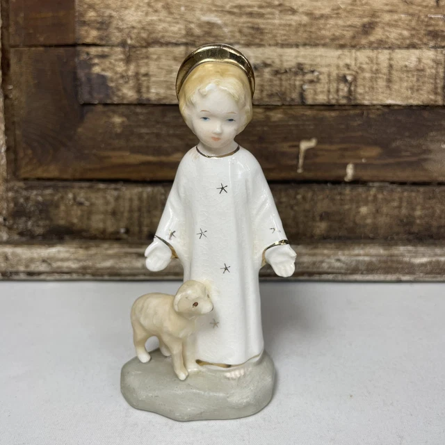 Vintage Sanmyro Christ Child with Lamb Figurine Religious Figurines READ 4.75”