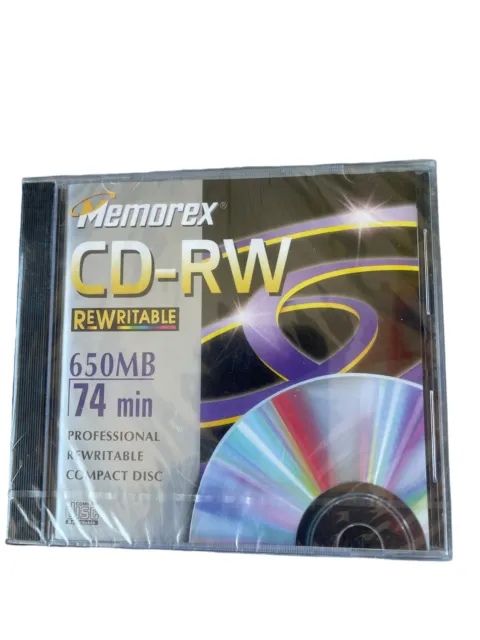 New Memorex CD-RW 650MB 74 min Professional Rewritable Compact Disc Sealed NOS